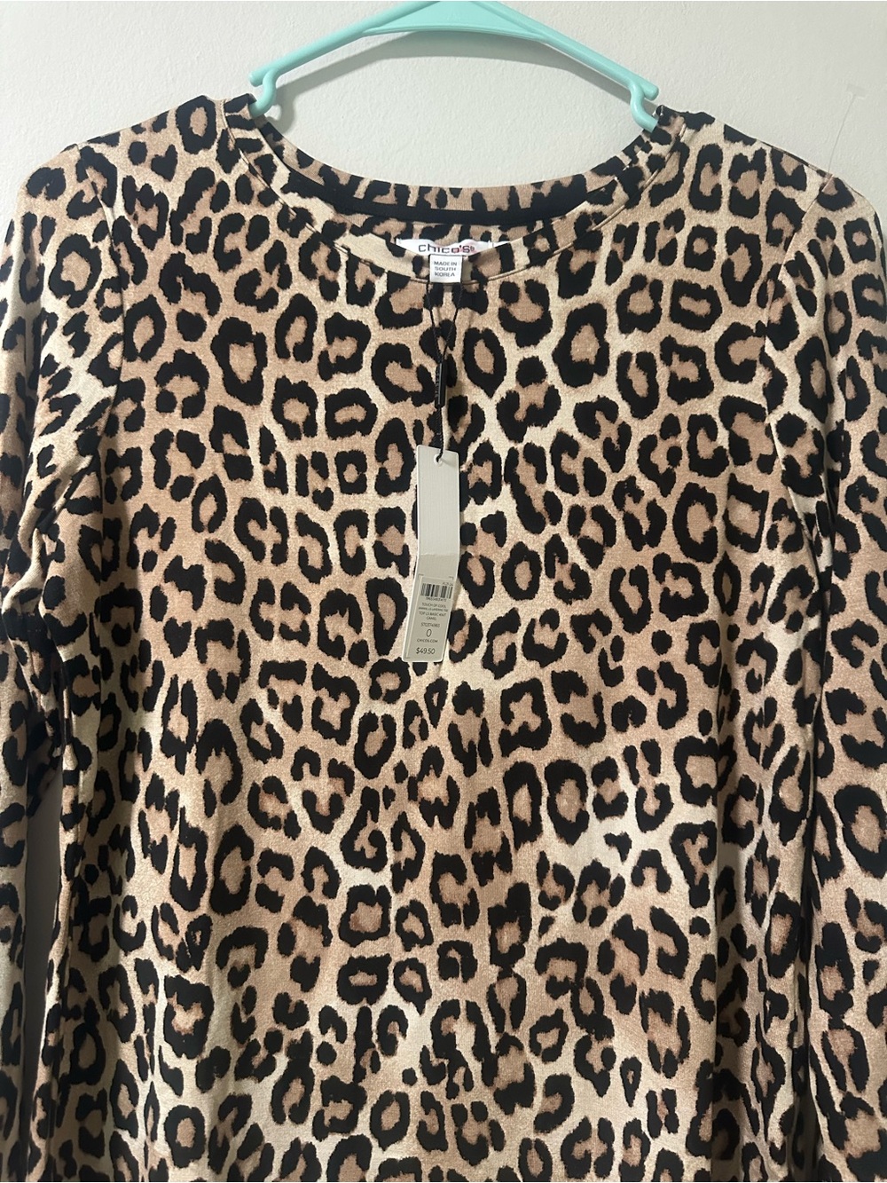 Chico's Animal Print Long Sleeve Top - Beige, Black